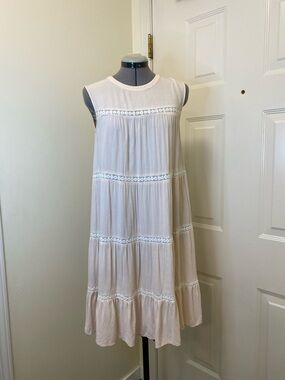 Little White Lies Urbanoutfitters Sleeveless Pink Tiered Midi Dress small